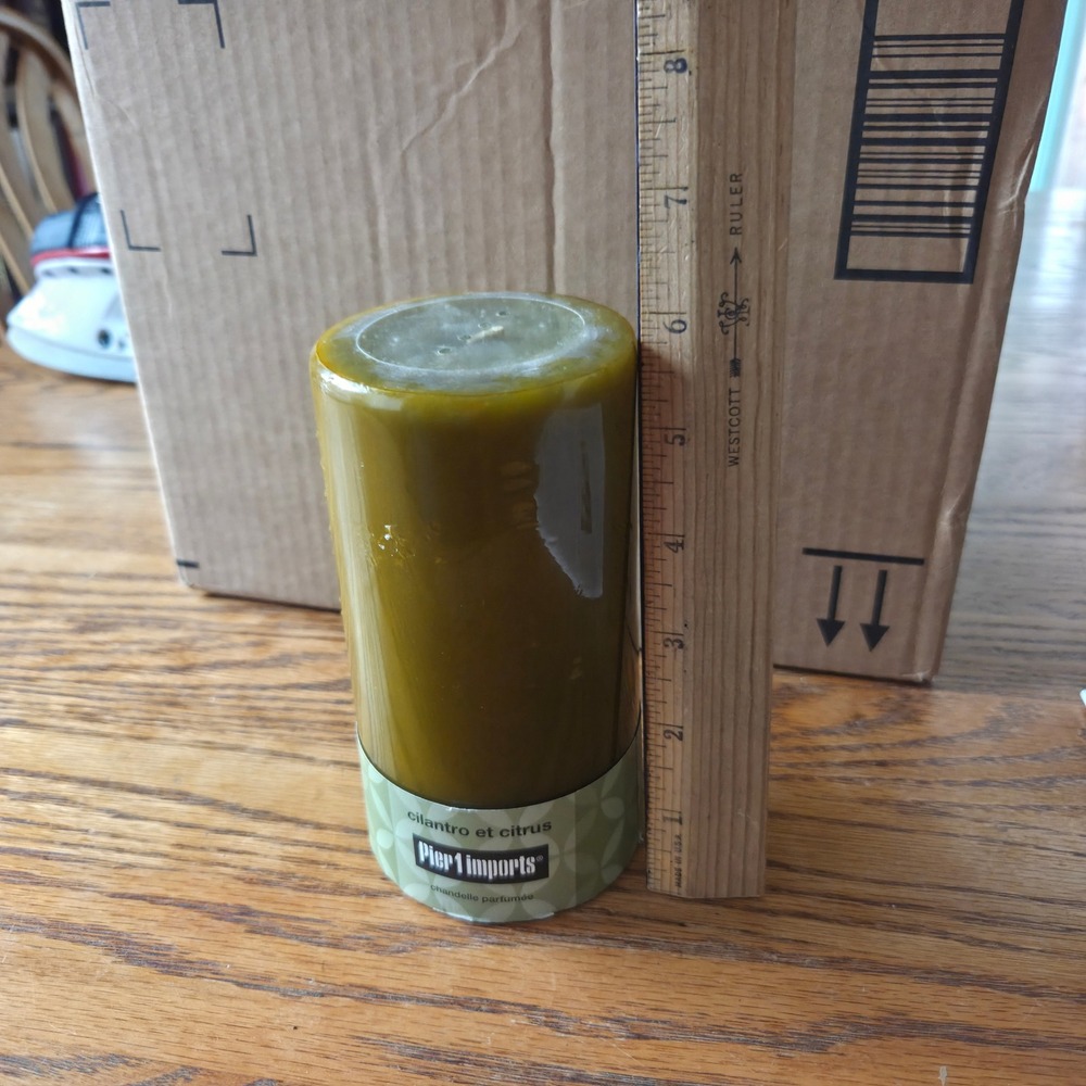 RARE Pier 1 Imports Citrus Cilantro Scented 3"x 6" Pillar Candle Sealed New - Picture 5 of 6